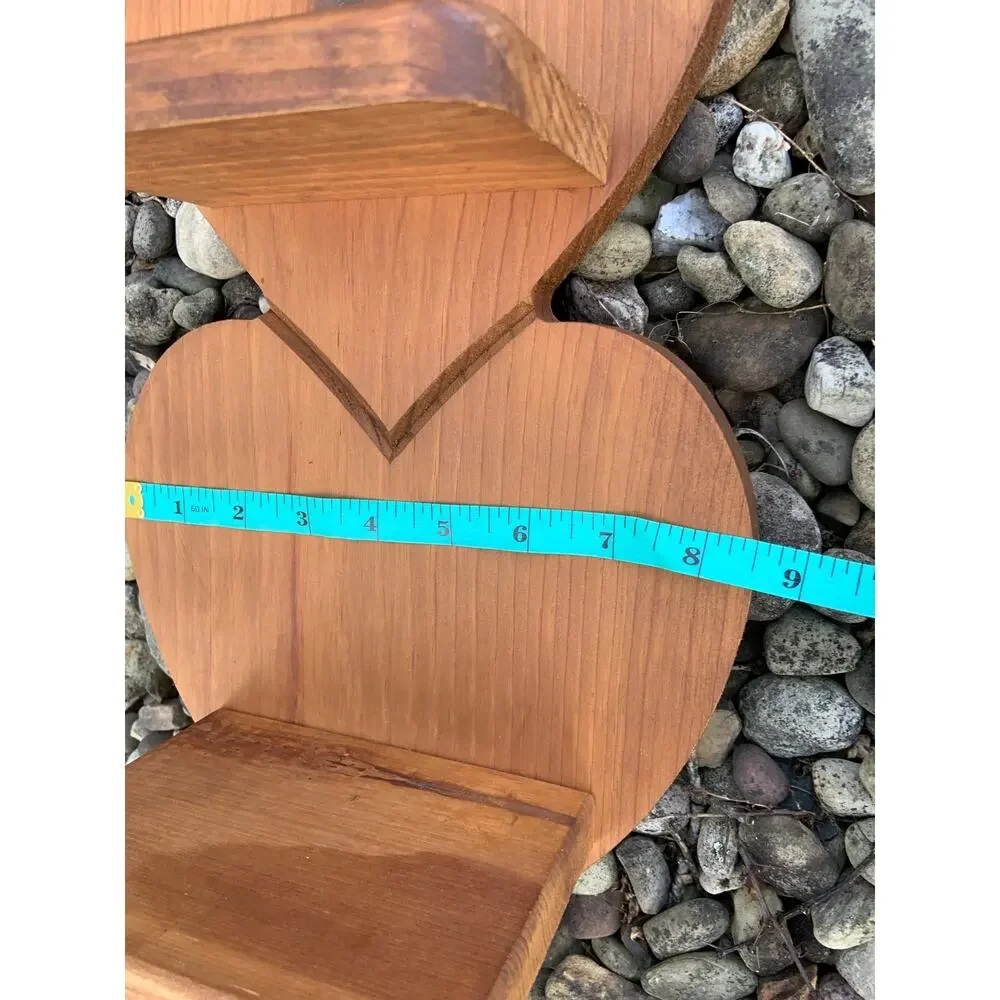 Wooden Shelf 3 Tier Heart Shaped Vintage Wall Shelf w/ Peg Country Farmhouse